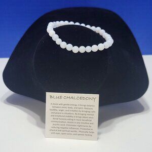 Vintage Natural Blue Chalcedony Beaded Bracelet for Harmony
